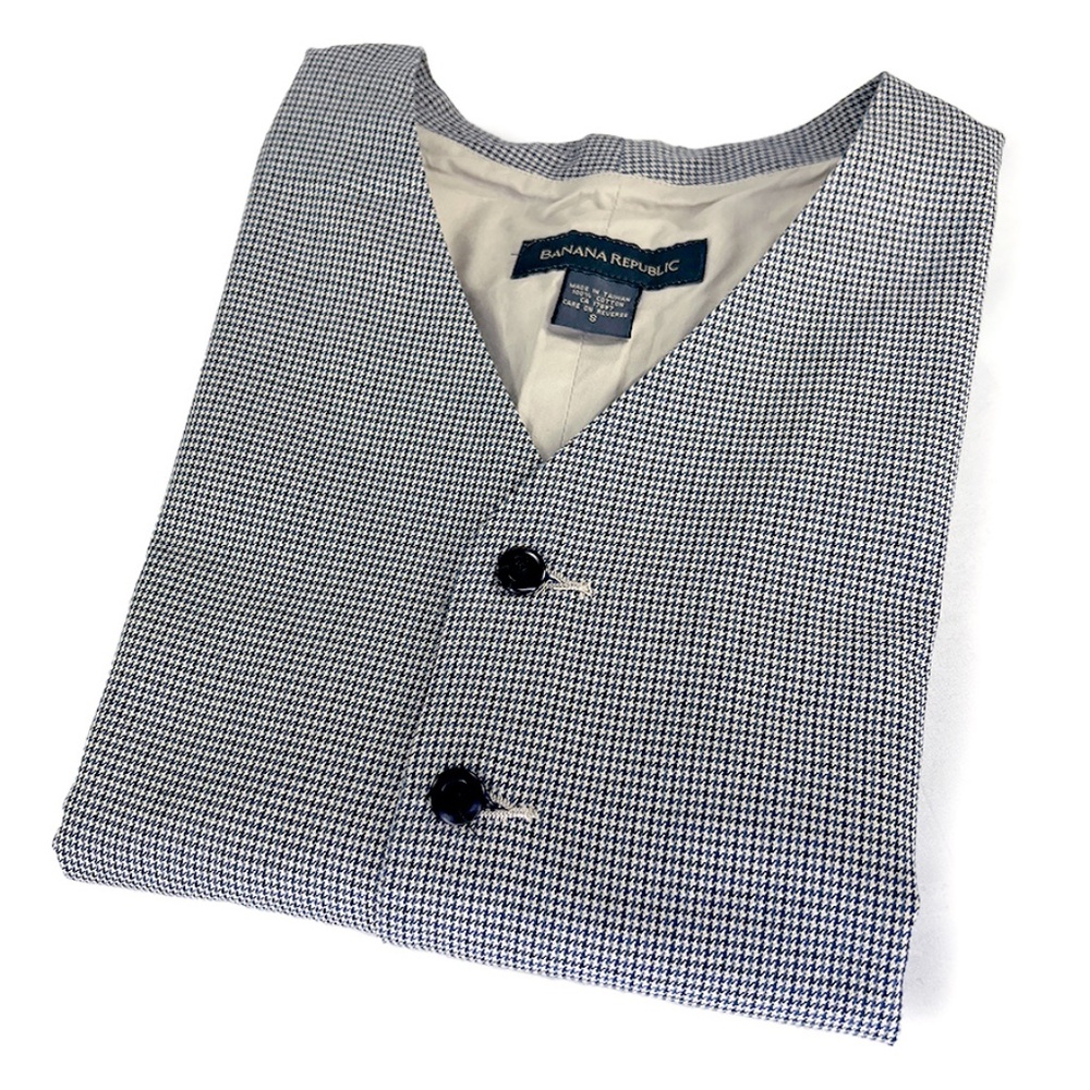 Banana Republic Black & Blue Houndstooth Vintage Vest